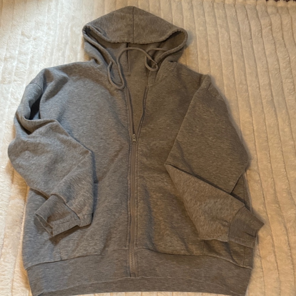 Plain Gray Zip-Up Hoodie